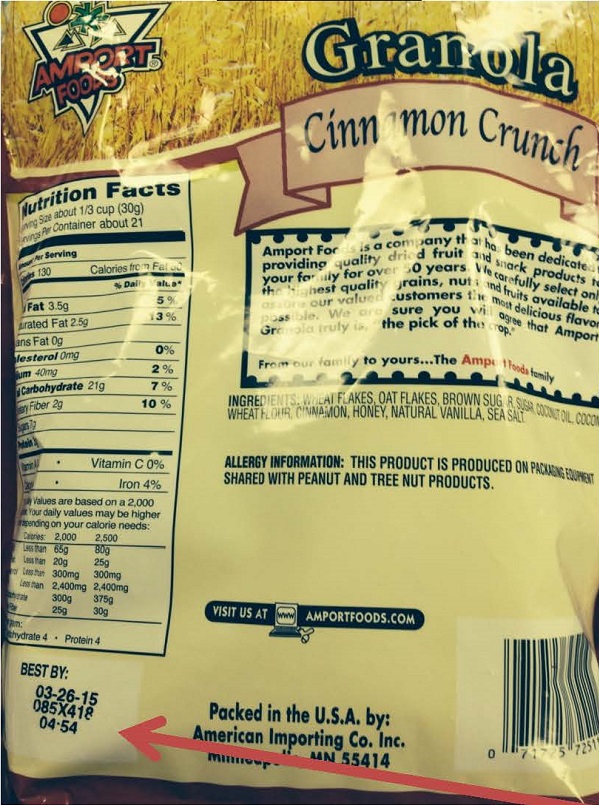 American Importing Co, Inc Issues Allergy Alert On Undeclared Almonds Mispacked As Cinnamon Crunch Granola
